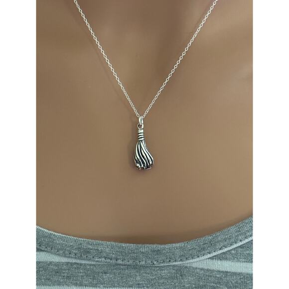 Sterling Silver 3D Oxidized Graduation Tassel Charm Necklace - Picture 3 of 5